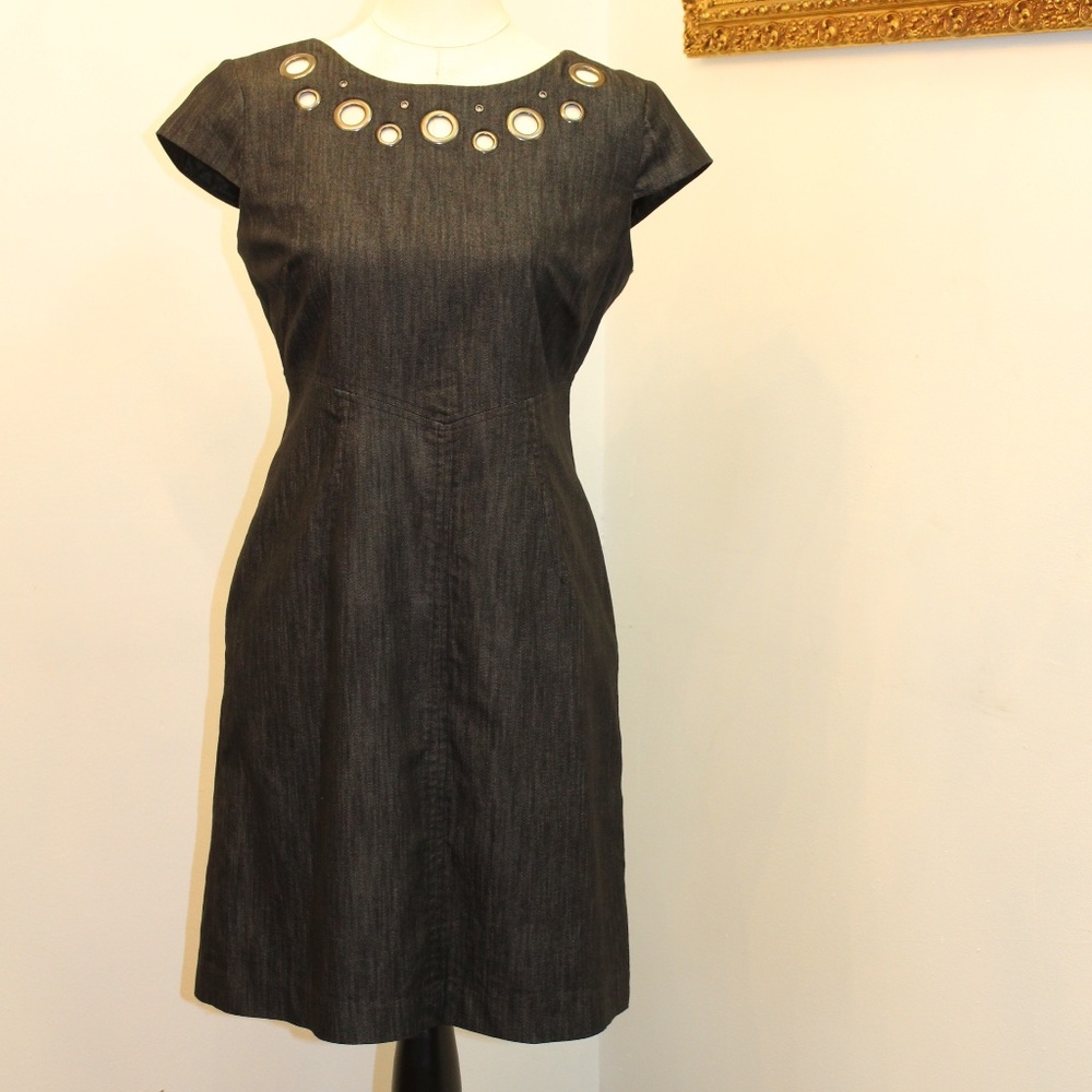Sandra Darren Gourmet Detail Dress Black Denim